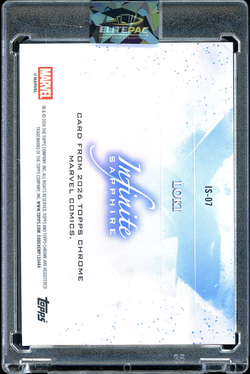 2026 Topps Chrome Marvel Comics Sapphire Edition #IS-07 Loki Infinite Sapphire