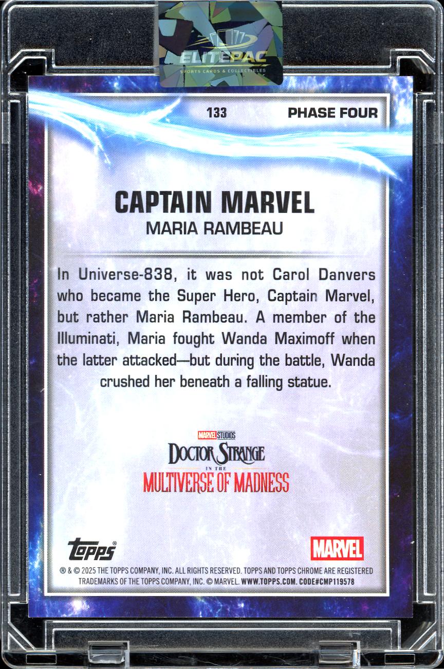2025 Topps Chrome Marvel Studios #133 Captain Marvel /25 Orange Refractor